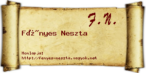 Fényes Neszta névjegykártya